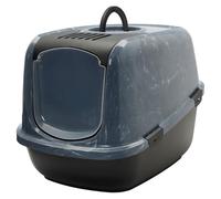 Savic bac litiere pour Chat Nestor Jumbo Marble - Gris/Noir - XXL - façade ouvrante - Dos Haut - Filtre à Charbon - 66,5x48,5x46,5 cm