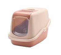 Savic bac litiere pour Chat Nestor Tuscany - Rose/Terracotta - avec Capot - façade Rabattable - Filtre à Charbon - Dos surélevé - Design élégant - 56x39x38,5 cm