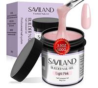 Saviland 100 millilitre Gel Ongle U V Construction, Builder Gel Ongles Professionel Dur Rose Clair Grande Capacité pour Protéger les Cassés, Renforcement, Nail Art, Manucure Réparation
