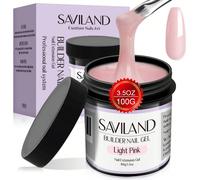 Saviland 100 millilitre Gel UV Construction, Professionel Dur Rose Clair Grande Capacité, Builder Gel pour Protéger les Ongles Cassés, Renforcement, Nail Art, Manucure Réparation [Gel construction ong