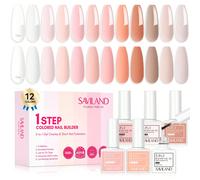 SAVILAND 12 couleurs Builder Nail Gel Set 5 en 1 Gel de construction pour ongles en gel, Gel de construction pour ongles, Renforceur et durcisseur d'ongles, Ensemble de vernis à ongles UV, Gel de base