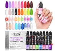 SAVILAND 24 Airbrush Vernis à Pour Ongles Gel Set pour Nail Art Idéal | Effet Blush et Superpositions Formule Prête à l'Emploi Sans Dilution Nécessaire Palette de Couleurs pour Airbrush Gel