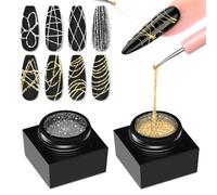 SAVILAND 2PCS Spider Gel: 5 g Gel Liner Noir Blanc pour Nail Art, Vernis Semi Permanent U V pour Manucure, Convient aux Débutants, pour Salon à Domicile