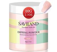 Saviland 60g Poudre à Tremper Nudes - 2.1oz Grande Bouteille Poudre à Tremper les Ongles French Nail Art Starter Manucure, Renforcer la Poudre à Ongles, Kit de Poudre à Tremper les Ongles