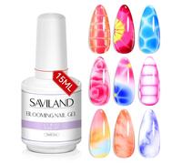 Saviland Blooming Gel Nail Art, 15ml Vernis U V Diffus Rapide pour Magique Aquarelle Animal Fleur Bricolage, Clear Vernis Semi Permanent Effet D'étalement Professionel