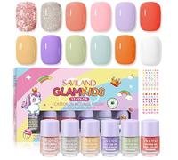 SAVILAND Coffret de Vernis à Ongles pour Enfants: 12 Couleurs Séchage Rapide, Vernis Non Toxique à Base d’Eau avec Autocollants, à Peler pour Filles