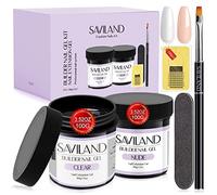 Saviland Gel Construction Ongle U V Kit, 2*100g Dur Gel Clair et Nudes pour ongles, Professionel Builder avec 100PCS Chablon et Pinceau à Ongles Lime à Ongles pour Extension