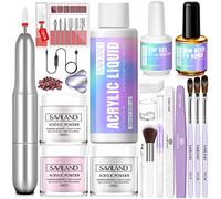SAVILAND Kit Acrylique avec Ponceuse a Ongle: Kit Complet Professionnel Poudre Acrylique Clair /blance /Rose, 50 ml Liquide, Poncuese, Pinceaux et Accessoires pour Débutantes
