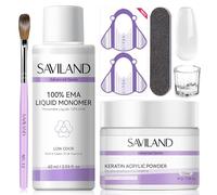 SAVILAND Kit Acrylique Ongles pour Débutants : 30 g Poudre Acrylique Cliar, 60 ml Liquide Acrylic, Kit Pinceau Acrylic et Accessoires pour Rallonger et Manucure DIY