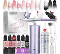 SAVILAND Kit Airbrush Complet: Machine à Ongles Instant Color avec 2 Modes pour French & Ombré Immédiats, 6 * 15ml Vernis Gel Airbrush, Nettoyant et Pochoirs