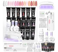 SAVILAND Kit Color Artistry Glow & Go: Coffret de 15 Polygel Transparents pour Rallonger Ongles avec Lampe U V, Base et Top Coat, Polygel Longue Tenue pour Débutantes