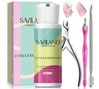 Saviland Kit Cuticle Remover, 60 ML Dissolvant Cuticules avec Coupe, Pince et Pousse Cuticules, Kit Professionnel Soins des Cuticules, Adoucit et Elimine les Cuticules Epaisses et Sèches