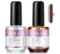 Saviland Kit de Déshydrateur et Primer Vernis Semi Permanent, Air Dry Nail Prep et Primer Sans Acide pour Longue Durée de Conservation de Vernis à Ongles UV, Poudre Acrylique, Gel Semi Permanent