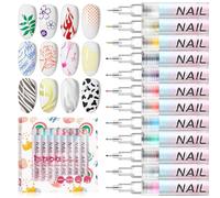 Saviland kit de Stylos Nail Art 3D, 12 PCS Stylo d'Élimination Pointe d'Ongle, Stylo de Graffiti à Points, Peinture, Liner, Pinceau pour Nail Art DIY, Outils de Manucure, Design Ongle pour Halloween