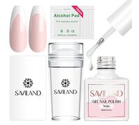Saviland Kit de tampons à ongles - Tampon à ongles transparent avec vernis à ongles en gel blanc et grattoir à ongles French Nails Tools en silicone pour nail art Design Nail Art Kit