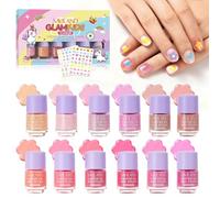SAVILAND Kit de Vernis à Ongles pour Enfants : Vernis Gel Végétal, Sans Toxique, en 12 Couleurs, à Enlever à l’Eau, pour Enfants et Tout-Petits