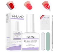 SAVILAND Kit Dissolvant pour Ongles Dip: 15 ml Removeur de Poudre Dipping Ultra-efficace, Sans Trempage ni Enveloppement avec Lime a Ongle et Buffer pour l’Enlèvement Rapide des Dipping powder