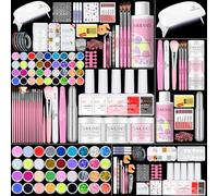 SAVILAND Kit d'ongles en acrylique avec perceuse : kit d'ongles professionnel en acrylique pour débutants avec tout le vernis gel U V Light Décorations pour salon à domicile Coffret cadeau