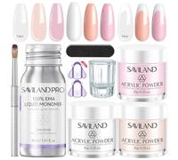 SAVILAND Kit d'ongles en acrylique avec poudre et liquide de 3 couleurs | Kit d'ongles en acrylique à faible odeur pour des résultats durables pour les débutants - Tout ce dont vous avez besoin