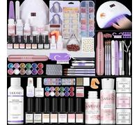 SAVILAND Kit d'ongles en acrylique pour débutants : kit d'ongles en acrylique tout-en-un ultime avec poudre acrylique à la kératine EMA monomère foret à ongles lumière U V outil complet pour ongles