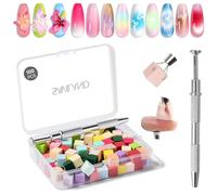 Saviland Kit Éponges à Ongles Pince Métallique: 100 Nail Art Brosse Éponge Haute Densité avec Pinceau de Préhension pour Blooming, Vréer une Variété de Motifs D'art de L'ongle Dégradés