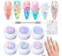 SAVILAND Kit Gel Construction Ongle U V: 6 Builder Gel Aurora pour Extension Ongle, 3D Nail Art, Enrichi à l’Huile de Ricin, Doux et Long Tenue