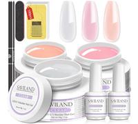 Saviland Kit Gel Construction Ongle U V Complet, 3*30g Builder Rose Nudes Clair Forts et Résistants avec Base Top Coat, Pinceau et Chalbon, Salon Qualité Builder Gel pour Nail Allonger, Réparer