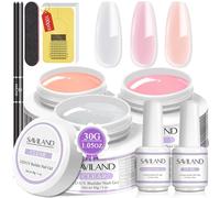 Saviland Kit Gel Construction Ongle U V Complet, 3*30g Builder Rose Nudes Clair Forts et Résistants avec Base Top Coat, Pinceau et Chalbon, Salon Qualité Builder Gel pour Nail Allonger, Réparer