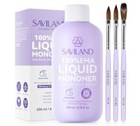 SAVILAND Kit Monomer Acryl Liquid : 200 ml Liquide Acrylique à Odeur Faible pour Ongles avec 3 Pinceaux Acryliques (#8/10/14), Monomère EMA pour l'Extension Ongles Acryliques