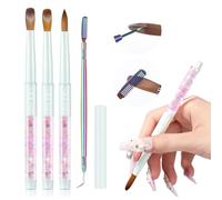 SAVILAND Kit Pinceaux Acrylique pour Ongle : 3 Brosses à Ongles avec Peigne de Nettoyage pour Nailart avec Fini Aurora Shimmer pour Poudre Acrylique en Extension Ongles, # 6/10/14