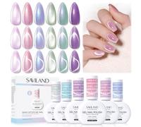 SAVILAND Kit Vernis a Ongle Cat Eye avec Stylo Magnétique, 6 PCS Vernis Gel Magnétique Brillants à Eclat Cristallin Aurora Rose, Bleu, Violet, Rêve pour Debutant