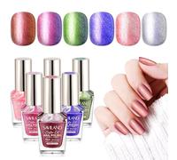 SAVILAND Kit Vernis à Ongles Chroma Glam Holographique : 6 * 10 ml Vernis Gel Tenue Longue Durée, Enrichi en Huile de Ricin et Vitamine E pour Nail Art