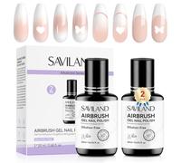 SAVILAND Kit Vernis Gel airbrush sans Dilution: 2 Vernis Blancs avec Formule non Toxique, Enrichie en Huile de Ricin et Vitamine E pour Effets Ombré et French Manucure