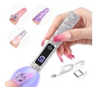 Saviland Lampe U V a Ongle Sans Fils, Mini Lampe U V pour Vernis Semi Permanent, Petit Appareil de Séchage LED pour Gel Constructeur d'Ongles, Capsules, Colle à Ongles (Diamant Argenté)