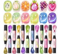 SAVILAND One Step Stylo à ongles Jelly Cat Eye pour ongles, 12 couleurs, 3 en 1, pour débutants, facile à utiliser, bouchon à vis pratique, qualité salon pour la maison