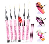 Saviland Pinceau Nail Art Ongle, 6pcs Pinceaux Ongle Kit Fins en Capuchon, 【Absorption Uniforme】 Pinceaux Liner Nail Art, 【Utiliser Facilement】Stylos Detailes Pour Gel Peinture（ Taile 7/9/11/13/23 mm)
