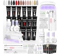 SAVILAND Polygel Kit Color Transparents Complet: 15 Polygels Modern Impression pour Rallonger Ongles, Formule Végétale Ultra-Résistante avec Lampe U V, Tenue 4 Semaines, Facile pour Débutantes