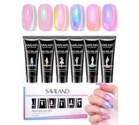 SAVILAND Polygel Ongle Nail Extension Gel Cat Eye: 6 Colours Avec un Stylo Aimant à Ongles UV Quick Construction Acrygel Poly Nails DIY Nail Art for Beginner DIY Salon