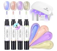 SAVILAND Styllo Vernis à Ongles 4 Couleurs 3 en 1 Cat Eye Base Couleur Finition dans un seul stylo avec lampe UV Vernis À Séchage Rapide Accessoires Peinture Manucure