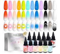 Saviland Vernis Gel Aérographe, 12 Couleurs 30 ml Collection Printemps-été pour Nail Art Design, Autocollants à Ongles, French Manucure, Longue Durée, sans Dilution, Kit de Gel pour Ongles Soak Off