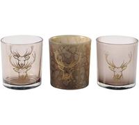 Saville Designs Lot de 3 photophores festifs de Noël en Forme de cerf Bronze