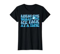 Saving The World One Ice Pack At A Time T-Shirt Graphique avec Valeur, Femme, Noir, L