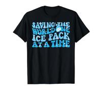 Saving The World One Ice Pack At A Time T-Shirt Graphique avec Valeur, Homme, Noir, M