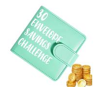 Savings Book - 4.53x4.33 Inches 30 Envelope Pu Budget Organizer, Magnetic Buckle Money Saving Challenge Binder with Secure Slot Design, Cash Envelope System Planner, Budget Book for Office School