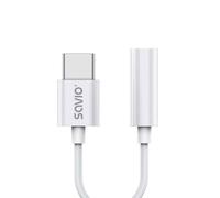 Savio Adaptateur USB-C vers Jack 3,5 mm AK-51 Blanc 11 cm