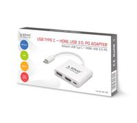 Savio ak-48 usb type c - hdmi, usb 3.0, pd, usb type-c blanc