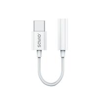 Savio AK-51 câble audio 0,11 m 3,5mm USB Type-C Blanc