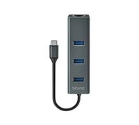 Savio - Hub USB-C AK-57 - 3 ports USB-A, Ethernet RJ-45 Gigabit - Gris aluminium