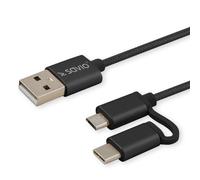 Savio CL-128 câble USB USB 2.0 1 m USB A USB C/Micro-USB A Noir