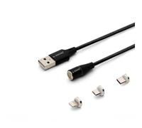 Savio CL-152 câble USB USB 2.0 1 m USB A USB C/Micro-USB B/Lightning Noir